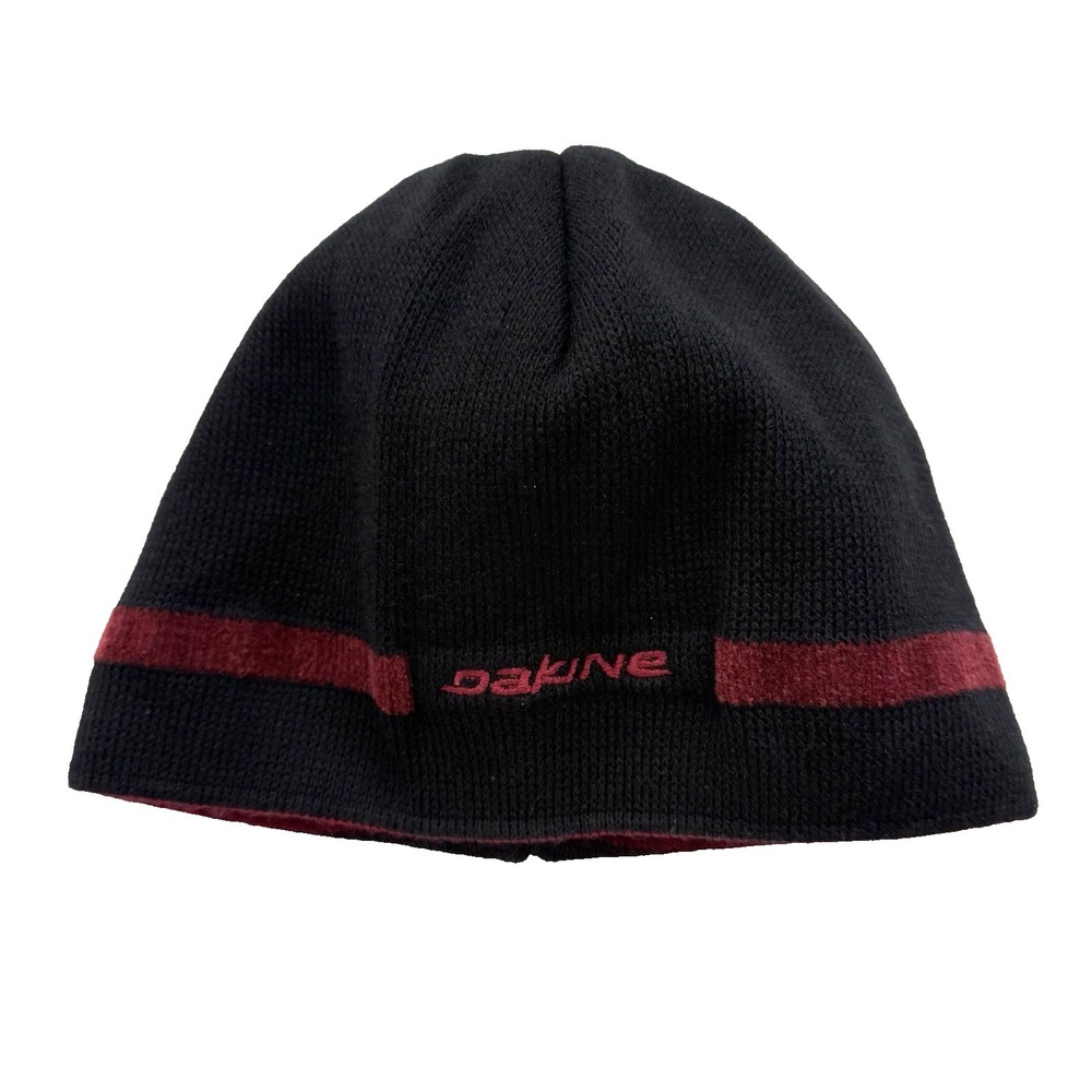Vtg Dakine Reversible Fair Isle Beanie Cap Ski Hat Toque Knit Red Black Winter - Picture 5 of 7